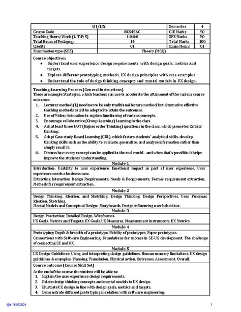 BCS456C UI/UX Course Syllabus – Semester 4 Overview and Objectives ...