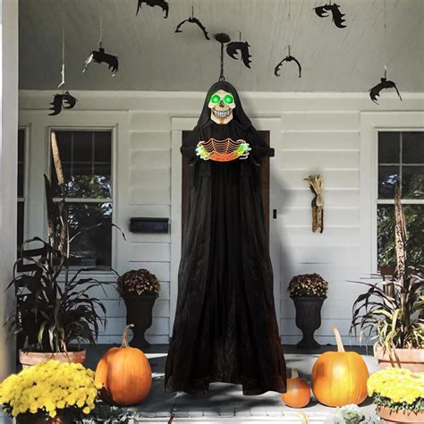 71” Halloween Hanging Animated Skeleton Ghost Decoration with Sound ...