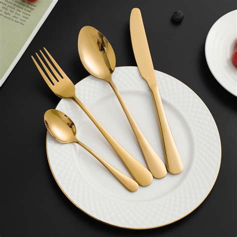Gold Cutlery Set- 24 pcs, Steel Mirror Finish with Wooden Box