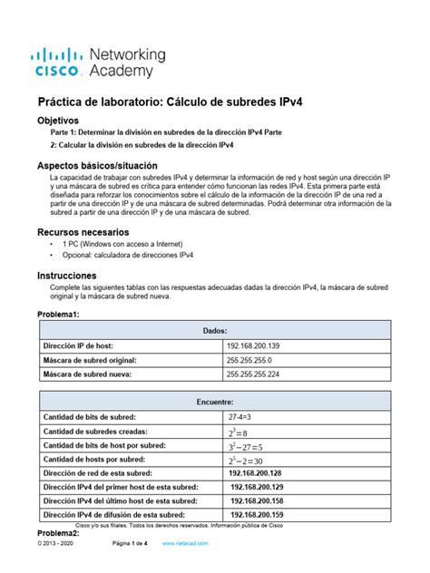 Lab Calculate IPv4 Subnets 的图像结果