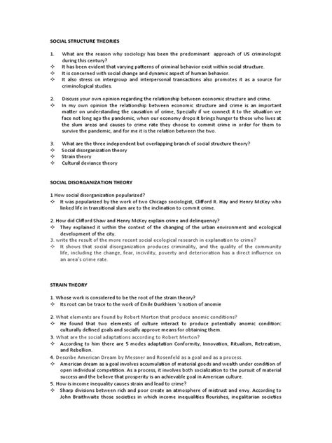 Social Structure Theories | PDF | Deviance (Sociology) | Criminology