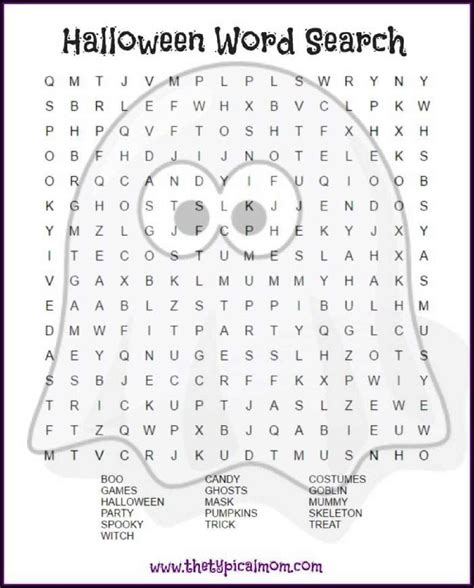 free printable halloween word search pjs and paint - free halloween ...