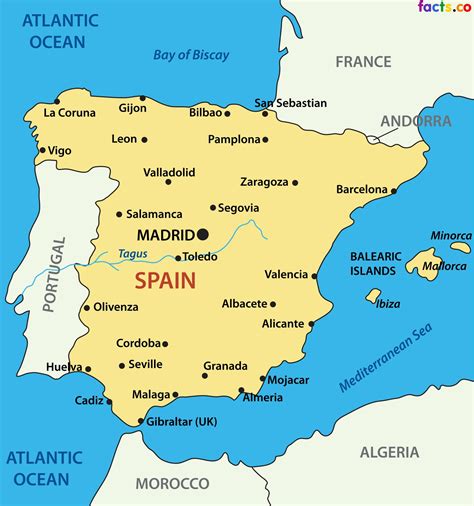 Map of Spain cities: major cities and capital of Spain