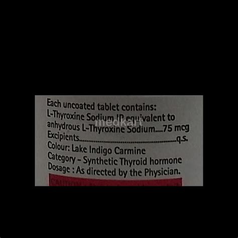 EUTHYROX 75MCG TABLET 100'S : Uses, Side Effects, Price and Generic ...