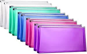 FJCA 10Packs #10 Zipper Plastic Envelopes 5 x 10 Assorted Colors ...