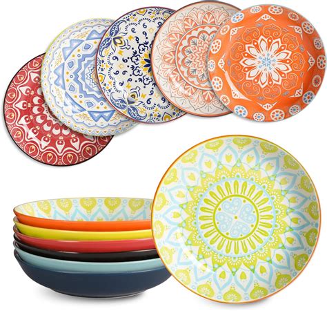 Amazon.com: HAPPY KIT Ceramic Pasta Bowls Set 8", Bohemian 35 oz Salad ...