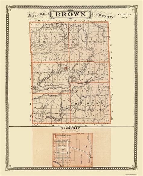Historic County Map - Brown County Indiana - Andreas 1876 - 23 x 28.25 ...