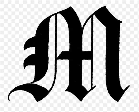 M letter PNG, Old English calligraphy font, transparent background ...