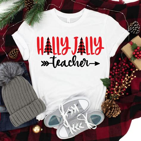 Teacher Christmas Shirt Holly Jolly Teacher Shirt Teacher - Etsy UK
