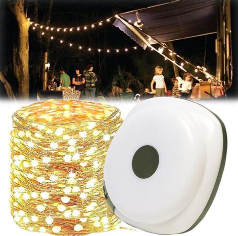 HAMLITE Camping String Lights,2 in 1 Outdoor Waterproof Portable ...