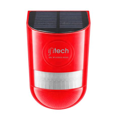 IFITech Solar Motion Sensor Alarms | 120DB Siren & Strobe Light