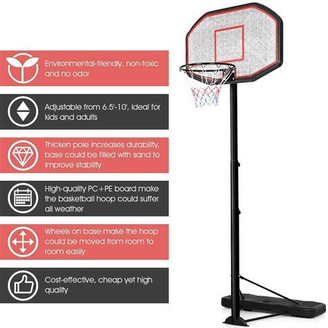 Giantex Portable Basketball Hoop 10 Ft Indoor Outdoor Adjustable Height ...