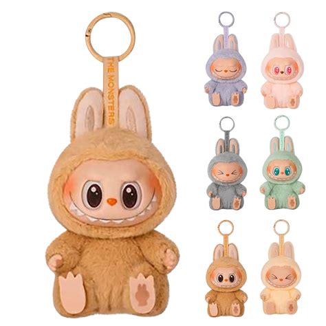 6Pcs Pop Mart Labubu Monster Doll Keychain Plush Dolls - Have a Seat Series - Macaron Plush ...