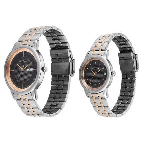 Buy Online Titan Bandhan Eternal Pair Analog with Date and Black Dial ...