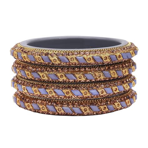 Sukriti Rajasthani Contemporary Grey Kada Seep Acrylic Bangles for Gir ...