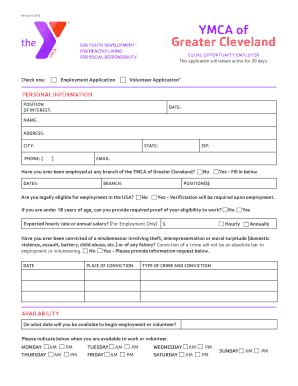Fillable Online clevelandymca PERSONAL INFORMATION - YMCA OF GREATER ...