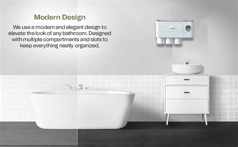 SKOFRI Toothbrush Holders for Bathrooms, 3 Cups Wall Mounted with ...