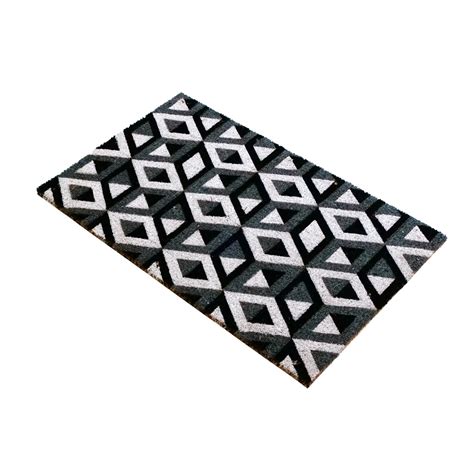 OnlyMat Cool 3D Cube pattern Printed Natural Coir Floor Mat