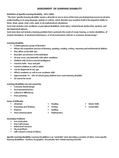 Image result for Learning Disability Evaluation Sheet