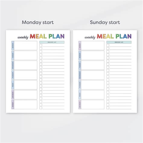Menu Planner Template 的图像结果