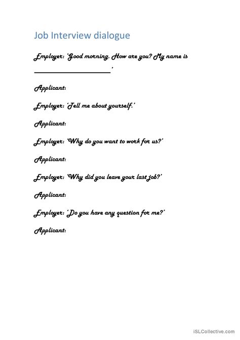 ESL Elementry Sample Job Interview 的图像结果