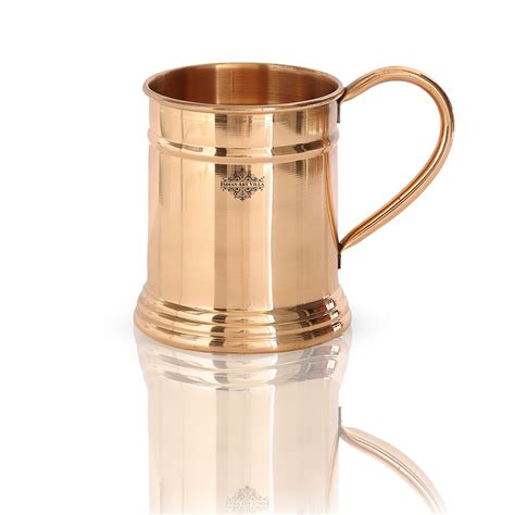 Buy Handcrafted Pure Copper Plain Design Big Mug Cup 600 ML with ...