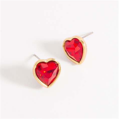 Aretes corazón rojo en baño de oro elegantes y únicos | Nice