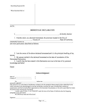 Fillable Online HOMESTEAD DECLARATION - JurisDocuments Fax Email Print ...