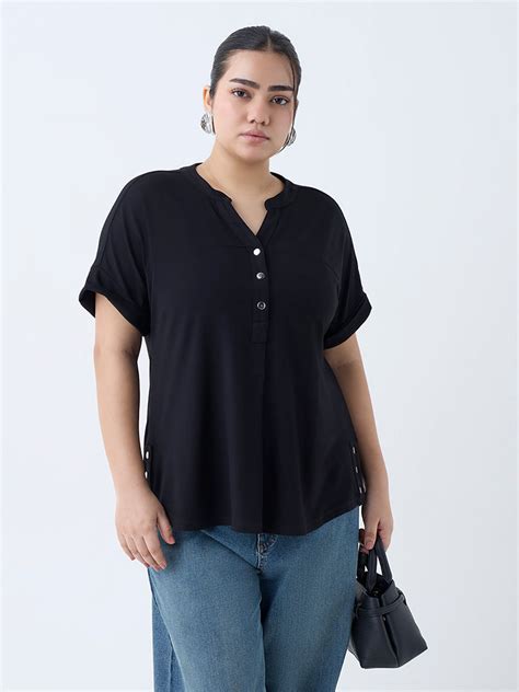 Buy Gia Black Solid Top from Westside