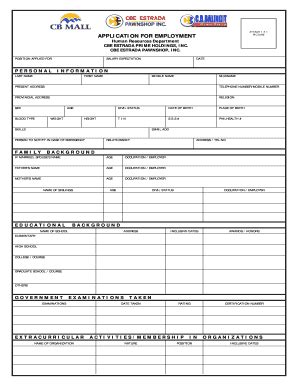 Employment Application Form - Fill Out, Sign & Share Online | pdfFiller