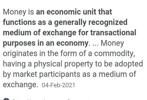 5. Define money. What are its components in a modern economy? - Brainly.in