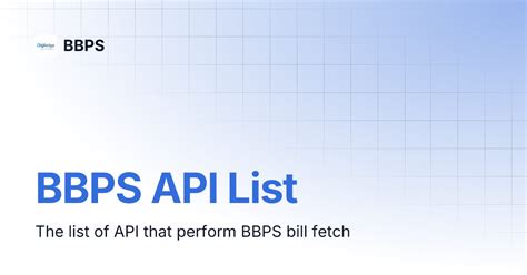 BBPS API List | BBPS