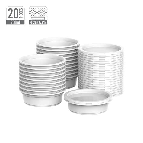 Cosmoplast Plastic Catering Containers 200 ml with Lids White - 20 Pcs ...