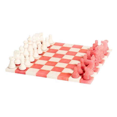 Italian Magenta / White Large Alabaster Marble Chess Set For Sale at ...
