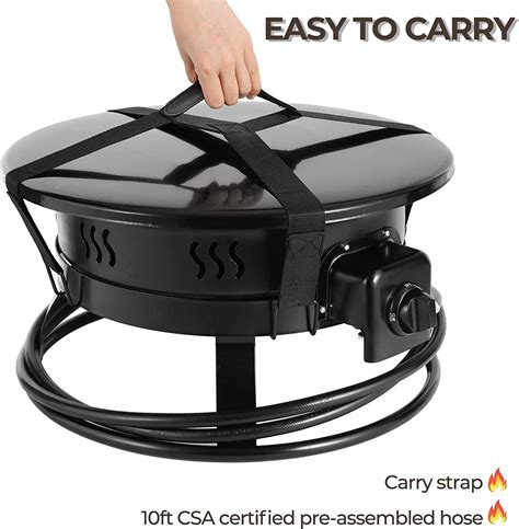 Buy Arlopu Portable Propane Fire Pit with Cover & Lava Rocks, 58,000 ...