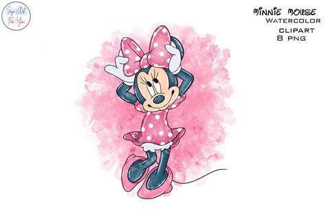 Minnie Watercolor, Minnie Mouse Clipart, Minnie Watercolor Clipart ...