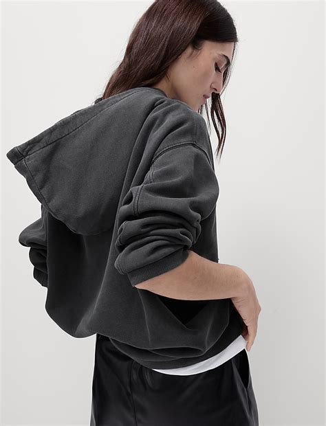 Buy Pure Cotton Embellished Longline Hoodie at Marks & Spencer