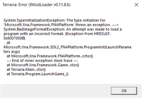 Image result for Tmodloader 64-Bit Error
