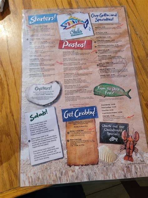 Menu at Shells Seafood - St Pete Beach restaurant, Saint Pete Beach