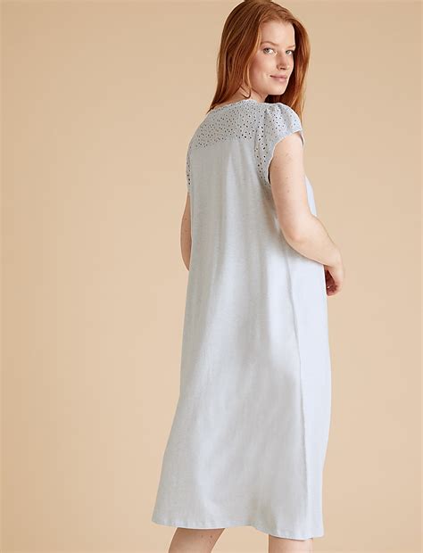 Buy Pure Cotton Broderie Trim Nightdress at Marks & Spencer