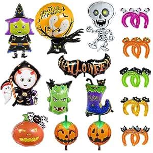 HHLCWA Happy Halloween Balloons Set, Large, Scary Witch Balloon ...