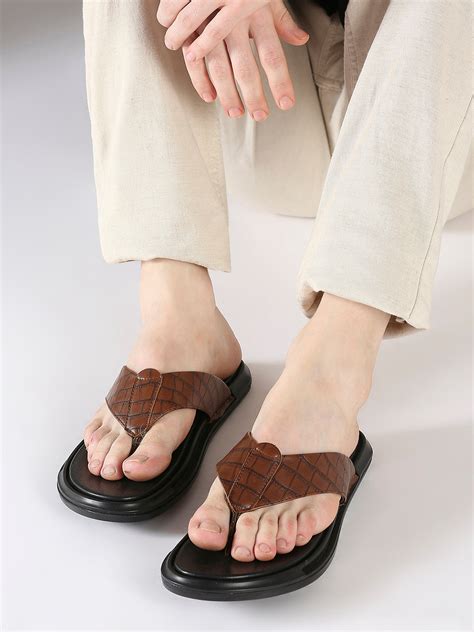 Buy Now Men Tan Textured Casual Comfort Sandals