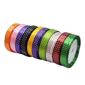 ATWOZEE Dotted Satin Ribbon 1/2 Inch Multi Coloured - Set of 10 Pcs ...