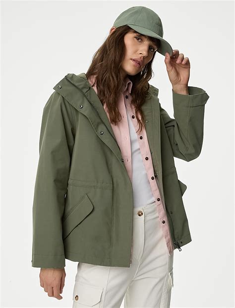 Buy Stormwear™ Hooded Rain Jacket with Cotton at Marks & Spencer
