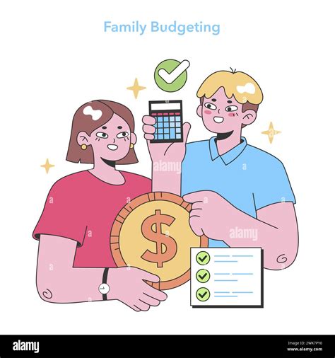 Family Budgeting concept. Smart finance management with savings and cost tracking. Household ...