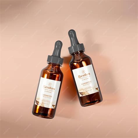 Premium PSD | Amber glass essential oil bottle branding mockup