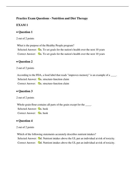 BIOL 1322 Practice Exam Questions - Nutrition and Diet Therapy. - BIOL ...