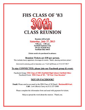 Fillable Online 1983 Class Reunion Ticket Form.pdf - Fairfield City ...