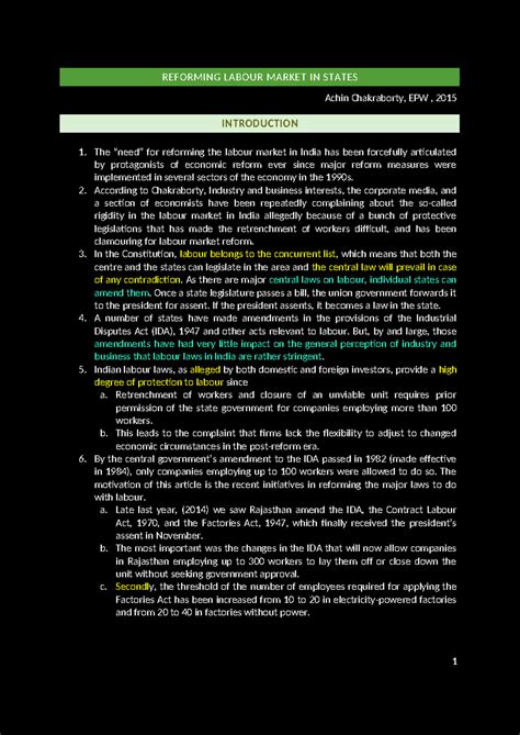 IE 2 - Unit 3 - Labour Market in States - A Chakrobarty - REFORMING ...