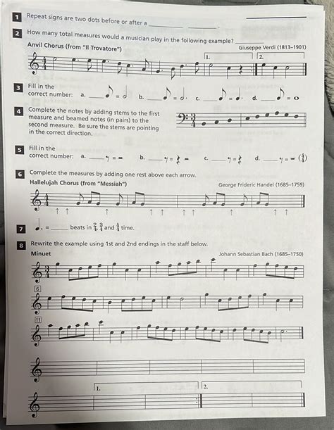 NEED HELP WITH MUSIC ﻿Repeat signs are two dots | Chegg.com